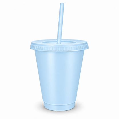 Blank Reusable Cold Cups with Lid & Straw 16oz