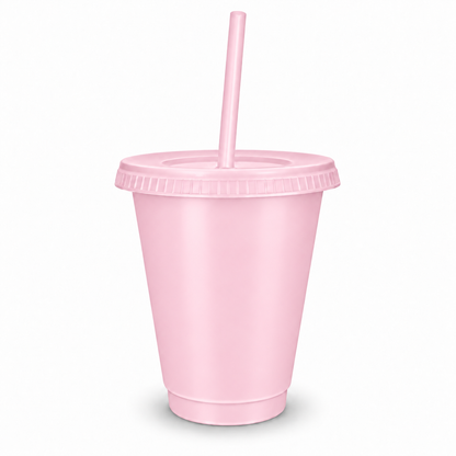 Blank Reusable Cold Cups with Lid & Straw 16oz