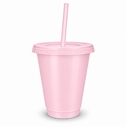Blank Reusable Cold Cups with Lid & Straw 16oz