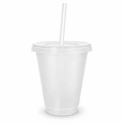 Blank Reusable Cold Cups with Lid & Straw 16oz
