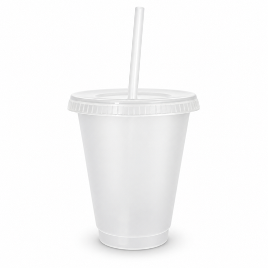 Blank Reusable Cold Cups with Lid & Straw 16oz